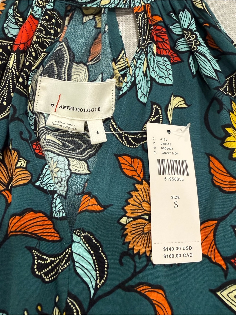 Anthropologie Women’s Geneva Halter Wide-Leg Jumpsuit Teal Floral Size Small - Picture 12 of 15